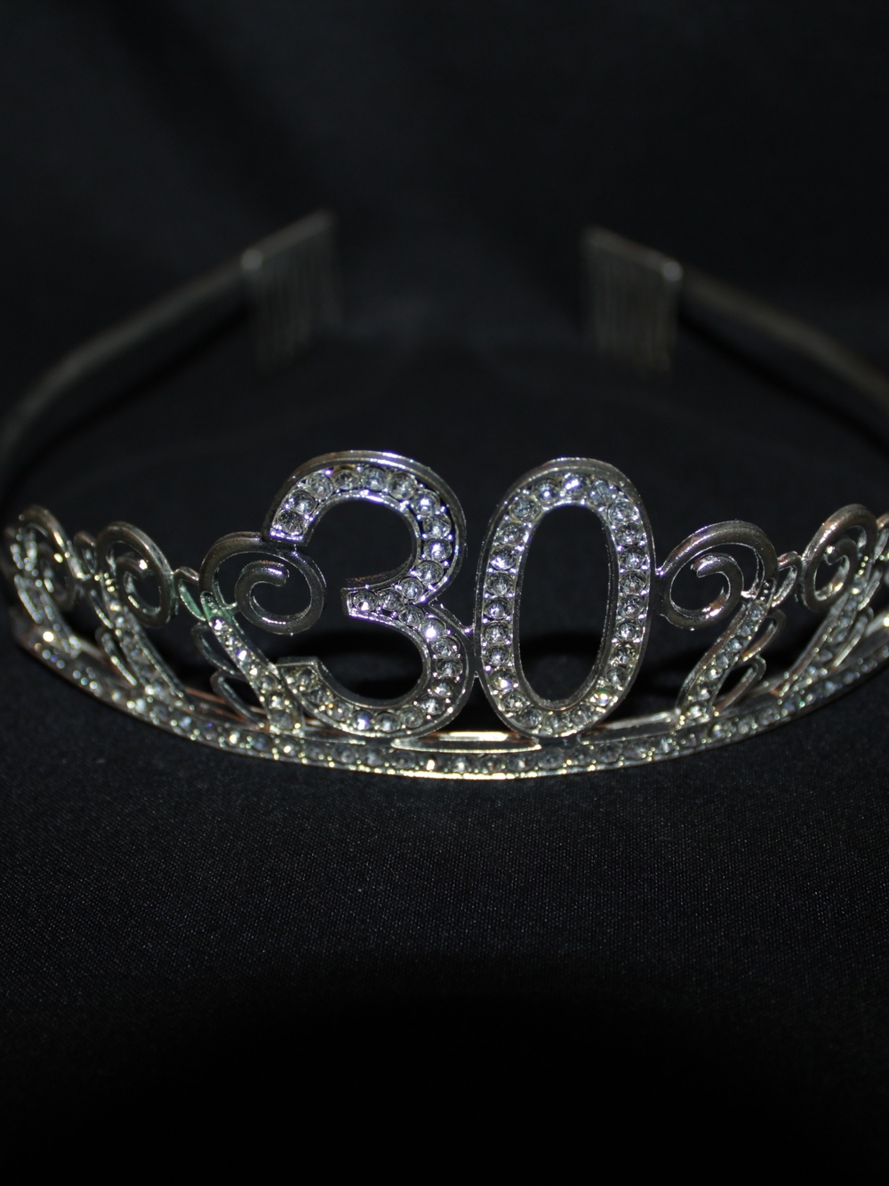 Silver Rhinestone "30" Tiara Headband